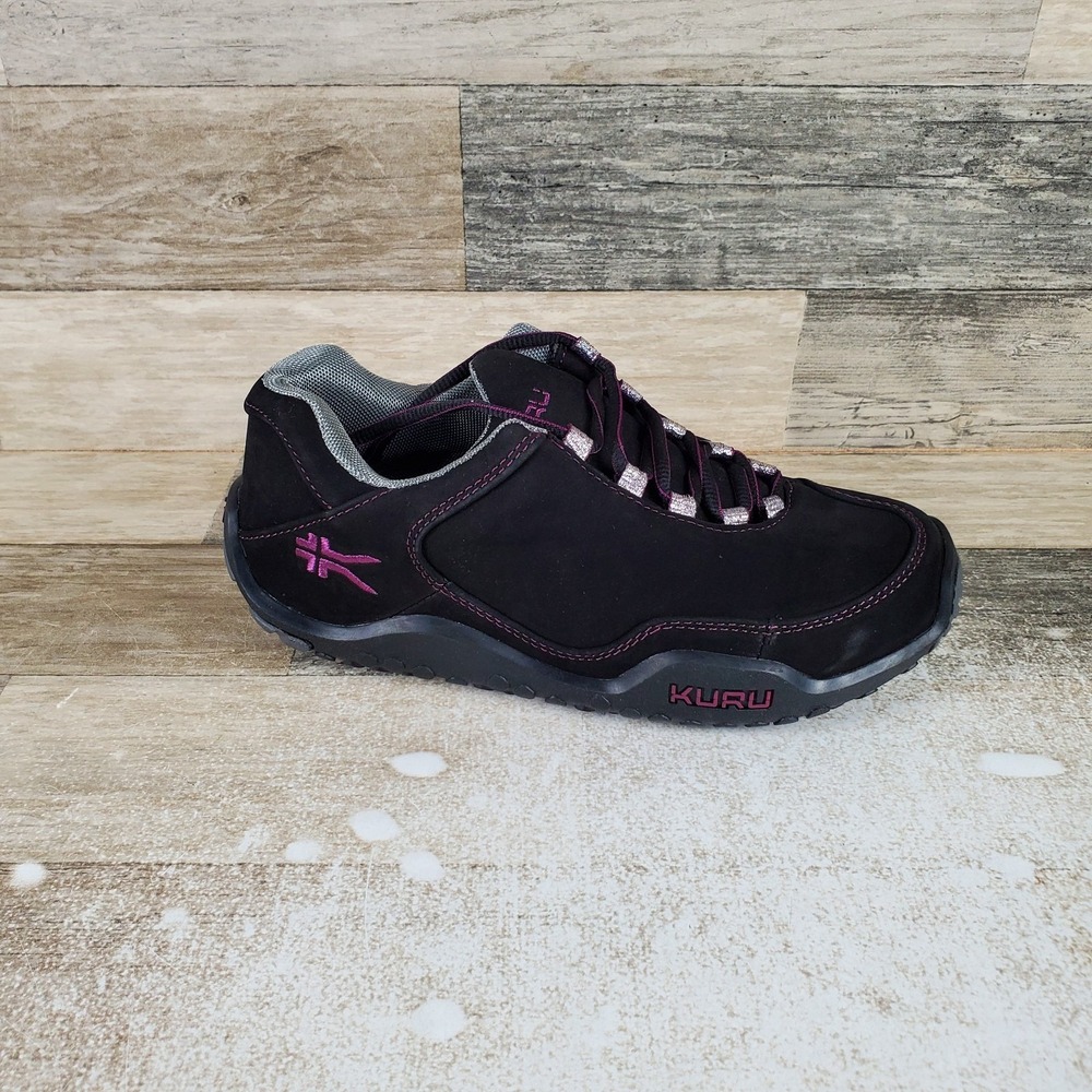 Kuru Chicane Womens Hiking Shoes Sz 7 M Jet Black Purple Leather Lace Up Sneaker